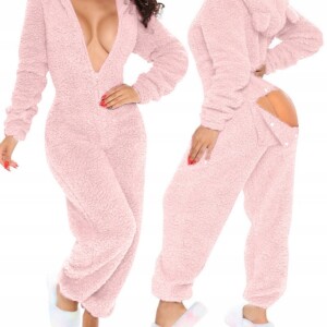 Piżama damska prezent na walentynki dla dziewczyny z klapką pluszowa s - miniatura 6