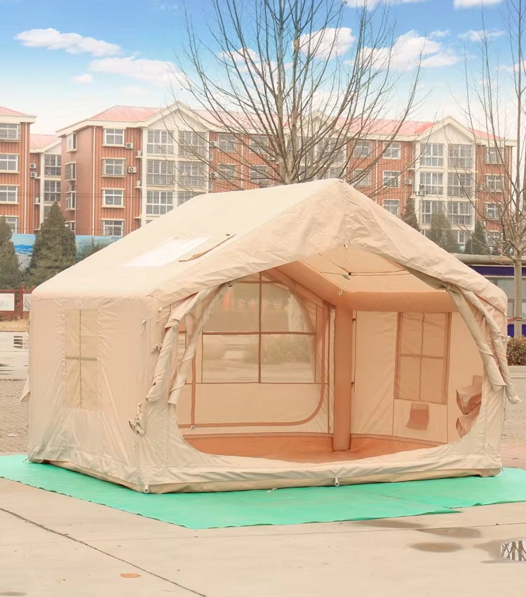 Duży namiot kempingowy pompowany 5 osobowy dmuchany pompka 8m2 320x250cm - zdjęcie 13