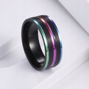 Obrączka pierścień sygnet tęczowy lgbt stal 162 - miniatura 4