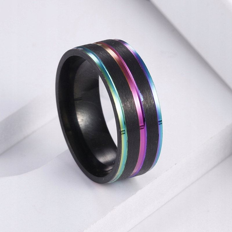 Obrączka pierścień sygnet tęczowy lgbt stal 162 - zdjęcie 4