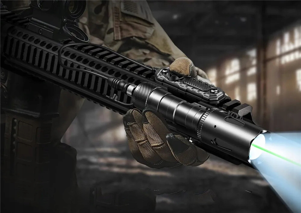 Celownik laser zielony i latarka 2w1 picatinny mlok ar15 asg 1000lm 16850 - obrazek 3