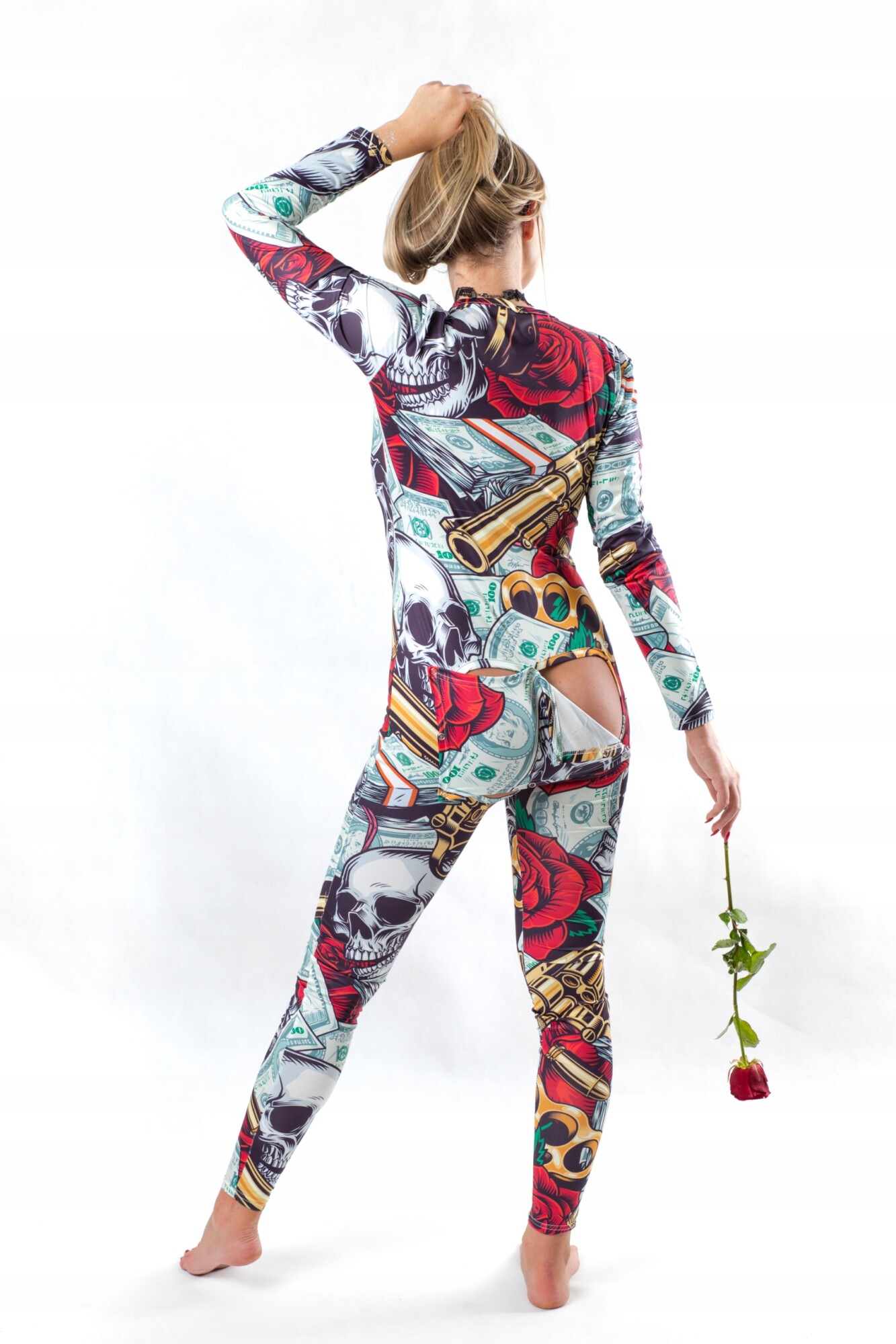 Piżama damska prezent na walentynki dla niej body z klapką guns roses xl - obrazek 3