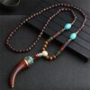 Naszyjnik drewniany nepal buddyjski mala amulet koraliki handmade tybet - miniatura 3