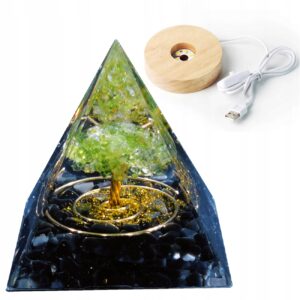 Piramida ORGONIT +LED Lampka PODSTAWA 5cm KRYSZTAŁ KAMIENIE AMULET 5cm HX14 - miniatura 10
