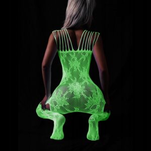Bodystocking ŚWIECĄCE CIEMNOŚCI Siatka KORONKA BIELIZNA DAMSKA Kombinezon - miniatura 16