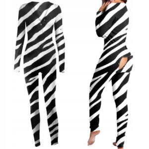 PIŻAMA DAMSKA Rozpinana z Klapką ZEBRA 201 r.M - miniatura 5