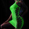 Bodystocking ŚWIECĄCE W CIEMNOŚCI Siateczka z DZIURKĄ Sukienka FLUO R.Uni - miniatura 16