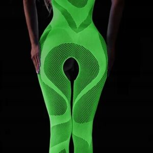 Bodystocking ŚWIECĄCE CIEMNOŚCI Siateczka BIELIZNA KOMBINEZON otwarty krok - miniatura 6