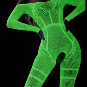 Bodystocking ŚWIECĄCE CIEMNOŚCI Siateczka OTWARTA DZIURĄ w KROKU Kombinezon - miniatura 7