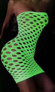 Bodystocking ŚWIECĄCE W CIEMNOŚCI Siateczka z DZIURKĄ Sukienka ODBLASKOWA - miniatura 5
