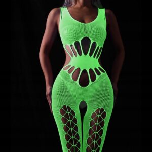 Bodystocking ŚWIECĄCE W CIEMNOŚCI Siateczka z DZIURKĄ Seksowne UNIWERSALNE - miniatura 13