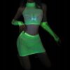 Bodystocking ŚWIECĄCE W CIEMNOŚCI Siateczka KOMPLET BIELIZNY Seksowny - miniatura 10