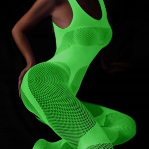 Bodystocking ŚWIECĄCE CIEMNOŚCI Siateczka BIELIZNA KOMBINEZON otwarty krok - miniatura 11