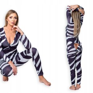 PIŻAMA DAMSKA Rozpinana z Klapką ZEBRA 201 r.M - miniatura 2