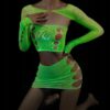 Bodystocking ŚWIECĄCE CIEMNOŚCI Siateczka KOMPLET BIELIZNY Pociągająca PAŃ - miniatura 8