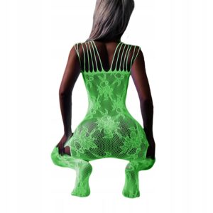 Bodystocking ŚWIECĄCE CIEMNOŚCI Siatka KORONKA BIELIZNA DAMSKA Kombinezon - miniatura 4