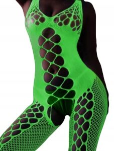 Bodystocking ŚWIECĄCE W CIEMNOŚCI Siateczka z DZIURKĄ Rozmiar UNIWERSALNY - miniatura 2