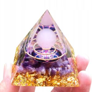 Piramida ORGONIT +LED Lampka PODSTAWA 5cm KRYSZTAŁ KAMIENIE AMULET 5cm HX08 - miniatura 12