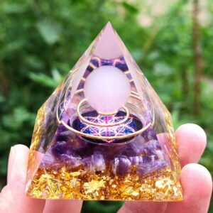 Piramida ORGONIT +LED Lampka PODSTAWA 5cm KRYSZTAŁ KAMIENIE AMULET 5cm HX08 - miniatura 14