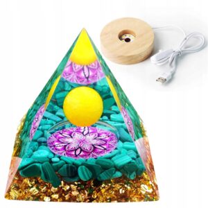 Piramida ORGONIT +LED Lampka PODSTAWA 5cm KRYSZTAŁ KAMIENIE AMULET 5cm HX15 - miniatura 11