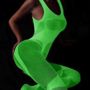 Bodystocking ŚWIECĄCE CIEMNOŚCI Siateczka dziurką SEKSOWNE Uniwersalne FLUO - miniatura 8