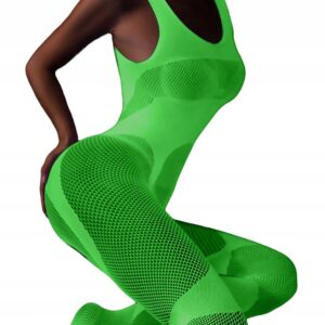 Bodystocking ŚWIECĄCE CIEMNOŚCI Siateczka BIELIZNA KOMBINEZON otwarty krok - miniatura 15