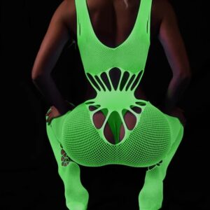 Bodystocking ŚWIECĄCE W CIEMNOŚCI Siateczka z DZIURKĄ Seksowne UNIWERSALNE - miniatura 6
