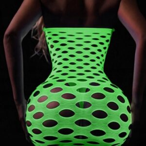 Bodystocking ŚWIECĄCE W CIEMNOŚCI Siateczka z DZIURKĄ Sukienka ODBLASKOWA - miniatura 7