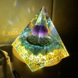 Piramida ORGONIT +LED Lampka PODSTAWA 5cm KRYSZTAŁ KAMIENIE AMULET 5cm HX21 - miniatura 10