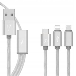 KABEL ŁADOWARKA 3w1 1.2m TYP-C Lightning USB-C 5A - miniatura 9