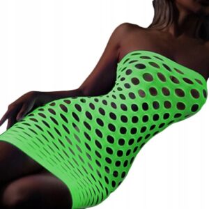 Bodystocking ŚWIECĄCE W CIEMNOŚCI Siateczka z DZIURKĄ Sukienka ODBLASKOWA - miniatura 3