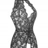 Seksowny KOMPLET Bielizny Damskiej KORONKA z Dziurką BODYSTOCKING Białe M - miniatura 4