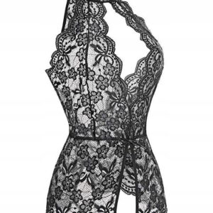 Seksowny KOMPLET Bielizny Damskiej KORONKA z Dziurką BODYSTOCKING Białe M - miniatura 4