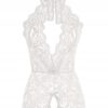 Seksowny KOMPLET Bielizny Damskiej KORONKA z Dziurką BODYSTOCKING Białe M - miniatura 6