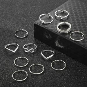 Srebrny ZESTAW PIERŚCIONKÓW RETRO PUNK BOHO 04 - miniatura 9