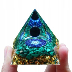 Piramida ORGONIT +LED Lampka PODSTAWA 5cm KRYSZTAŁ KAMIENIE AMULET 5cm HX19 - miniatura 2