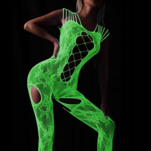 Bodystocking ŚWIECĄCE CIEMNOŚCI Siatka KORONKA BIELIZNA DAMSKA Kombinezon - miniatura 7