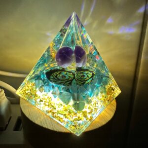 Piramida ORGONIT +LED Lampka PODSTAWA 5cm KRYSZTAŁ KAMIENIE AMULET 5cm HX14 - miniatura 7