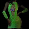 Bodystocking ŚWIECĄCE W CIEMNOŚCI Siateczka z DZIURKĄ sukienka UNIWERSALNA - miniatura 6
