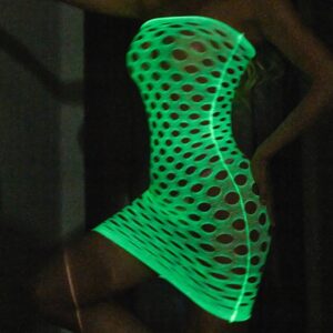 Bodystocking ŚWIECĄCE W CIEMNOŚCI Siateczka z DZIURKĄ Sukienka ODBLASKOWA - miniatura 12