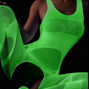 Bodystocking ŚWIECĄCE CIEMNOŚCI Siateczka BIELIZNA KOMBINEZON otwarty krok - miniatura 8