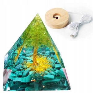 Piramida ORGONIT +LED Lampka PODSTAWA 5cm KRYSZTAŁ KAMIENIE AMULET 5cm HX12 - miniatura 11